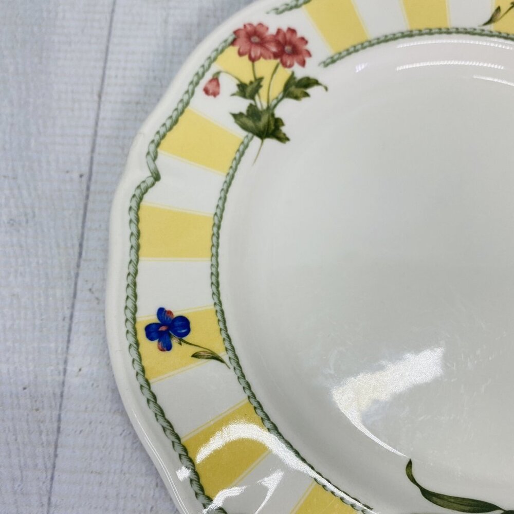 Noritake Homecraft SUMMER ESTATE Yellow Stripe Floral 8.5" Salad Plate Set of 3 - Picture 12 of 15